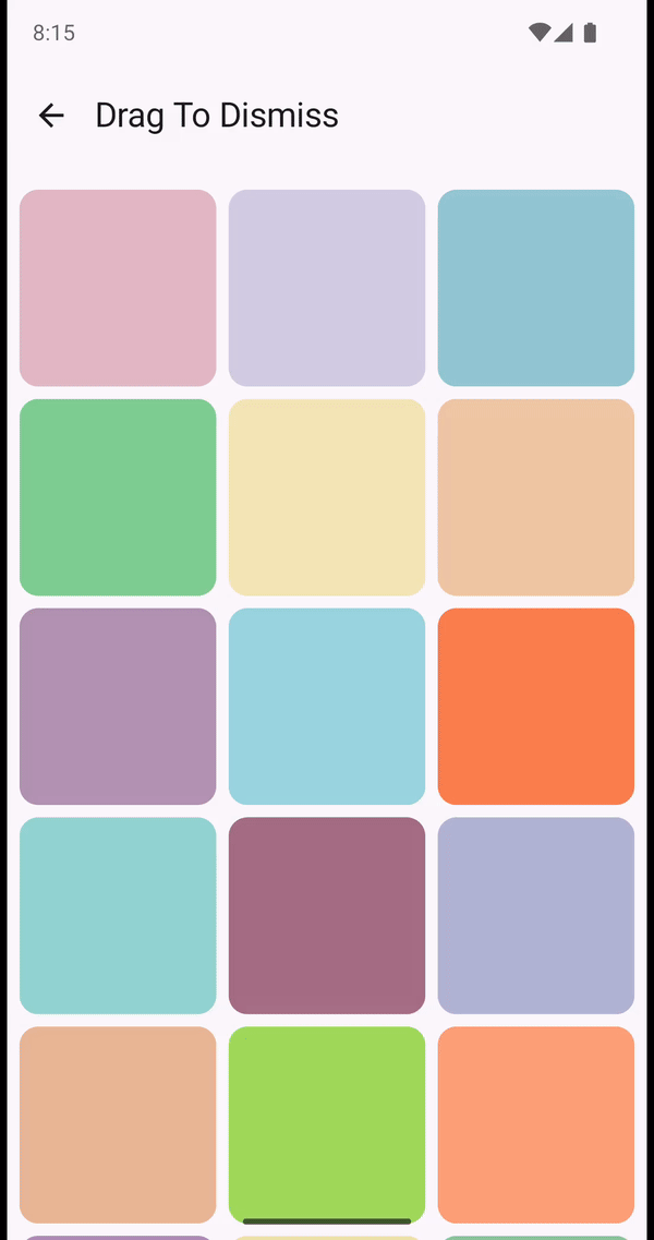 color drag to dismiss